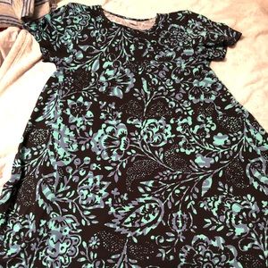 Lularoe Carly dress black with teal florals
